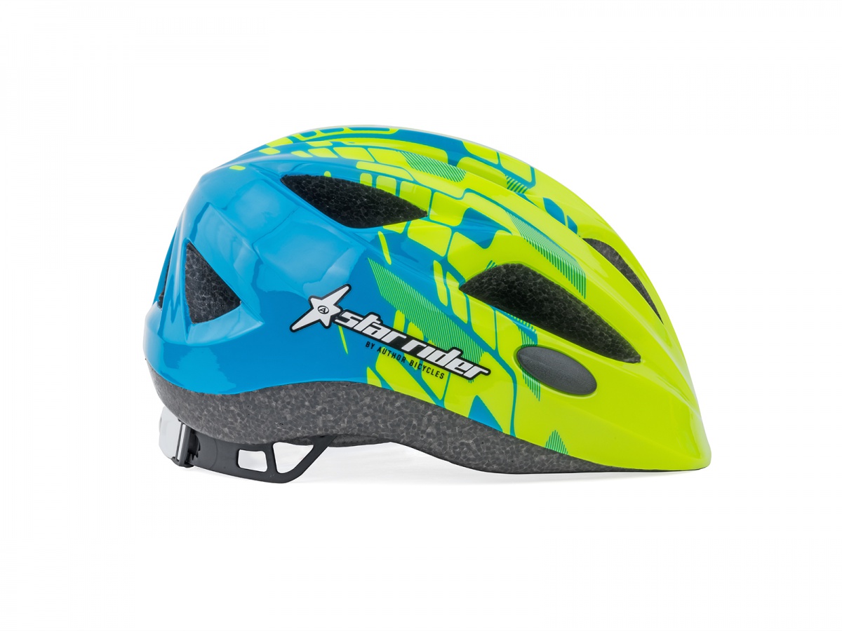 Přilba dětská Author STAR RIDER Inmold, vel.51-55 cm žlutá-neonová/blue -AKCE!