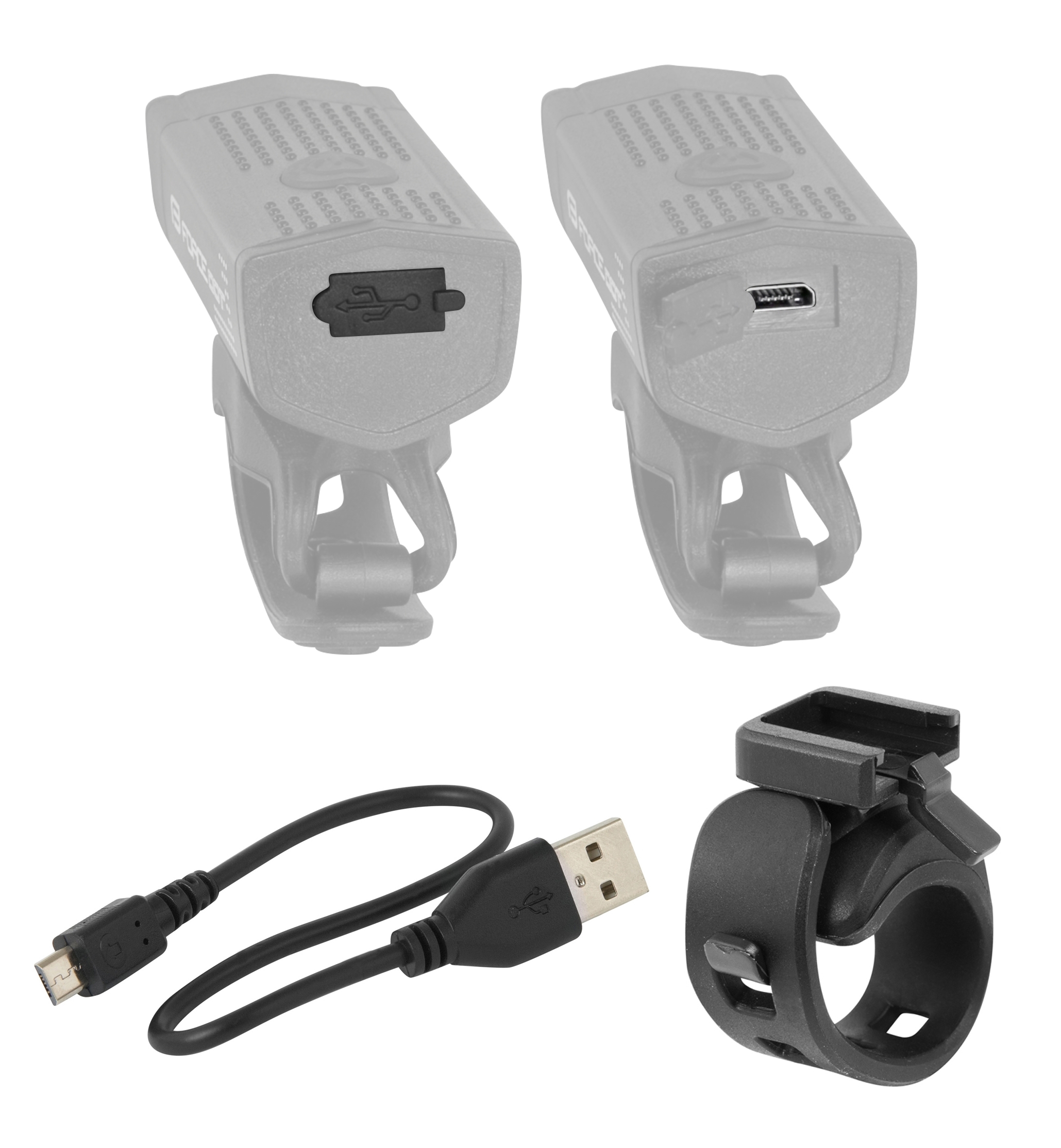 Sada světel FORCE DOT USB, přední+zadní, dobíjecí