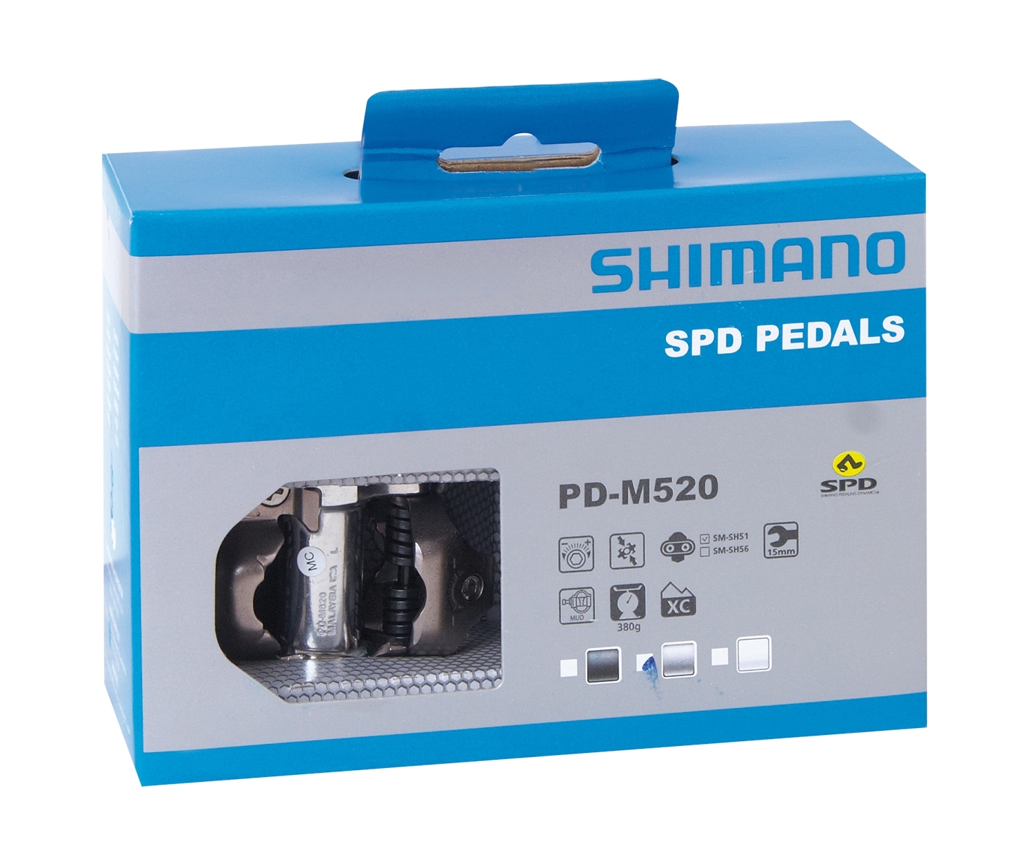 Pedály Shimano MTB SPD PDM520 nášlapné stříbrné,original balení