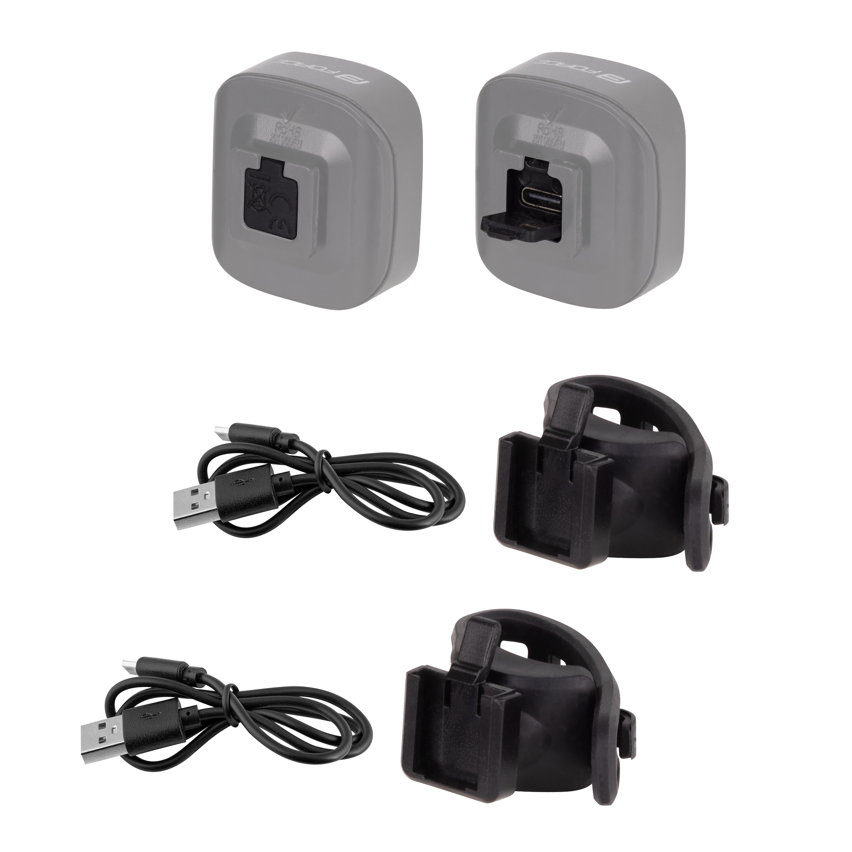 Sada blikaček/světel FORCE COB 2.0 USB, přední+zadní