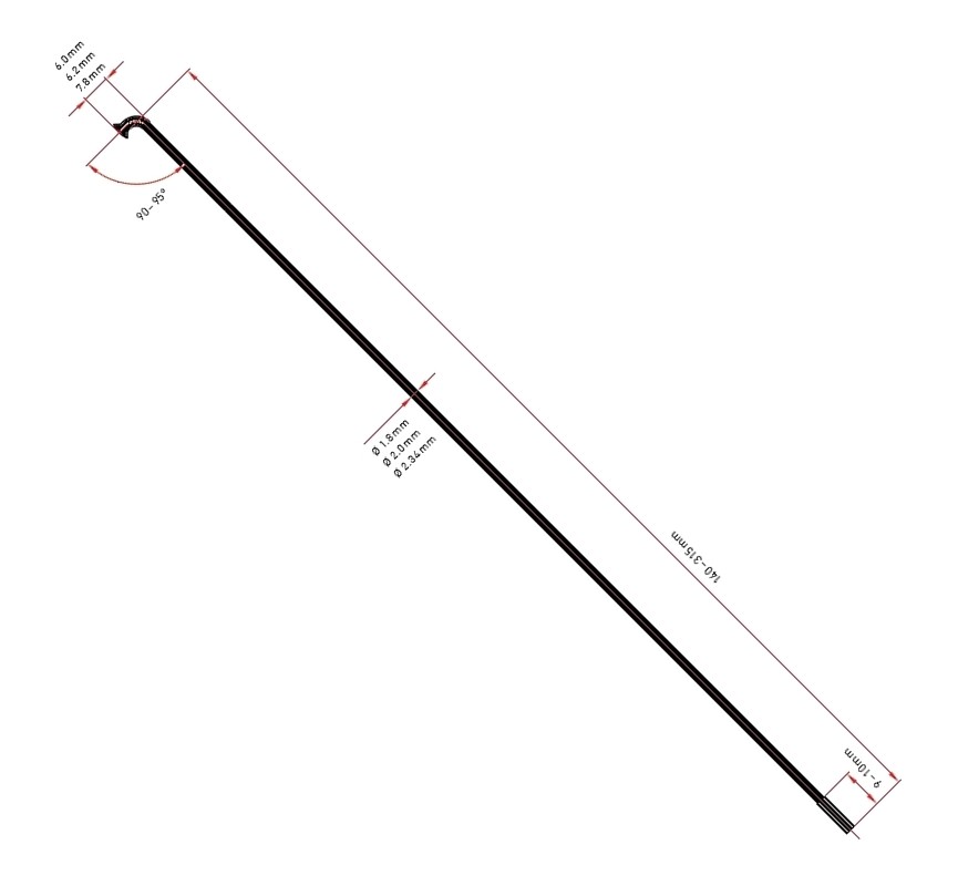 Dráty DT Swiss CHAMPION 222/2,34 , nerez, černé