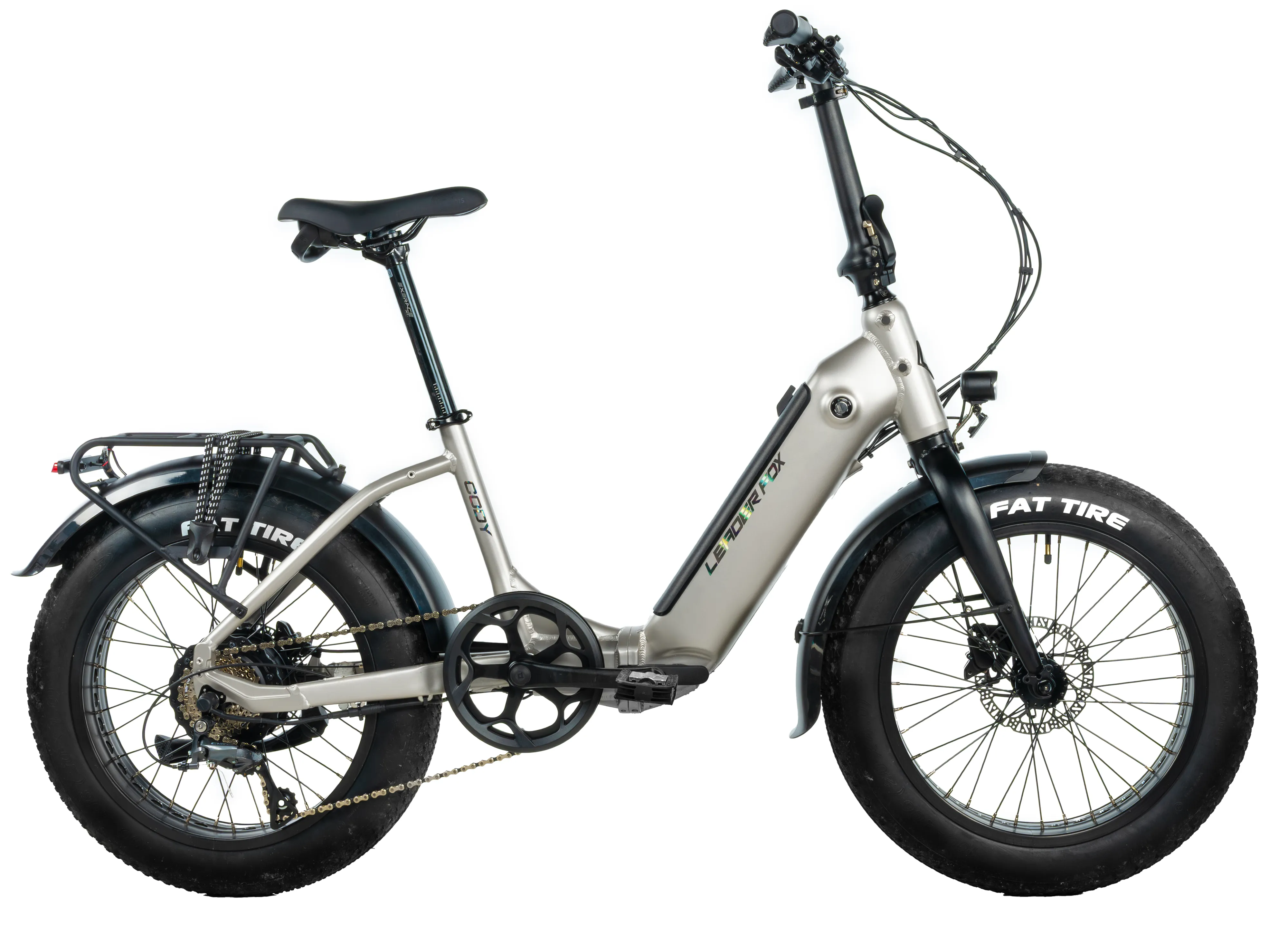 Elektrokolo skládací 20" Leader Fox CODY FAT Bike 16Ah 2025 stříbrná