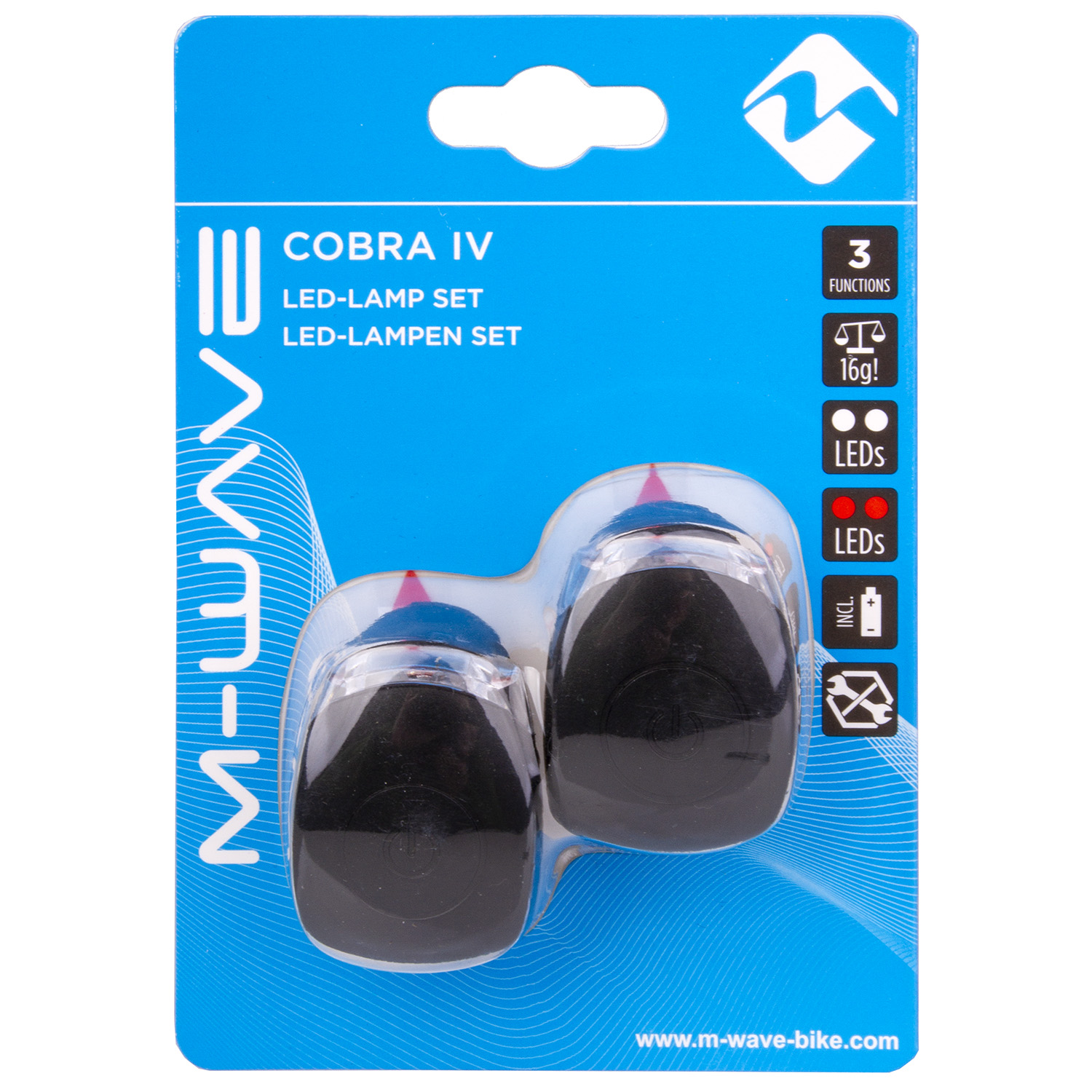 Sada blikaček M-Wave COBRA 4 LED, černá