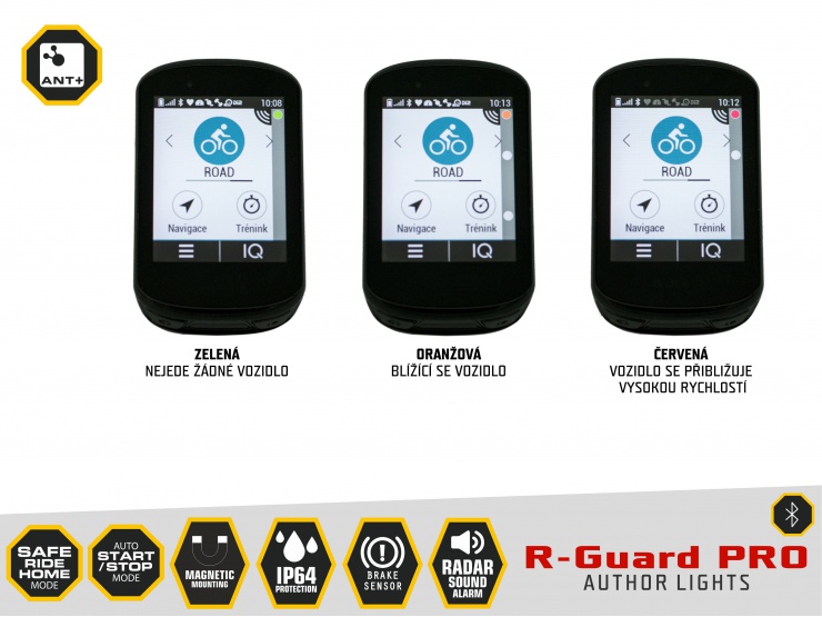 Světlo zadní AUTHOR R-Guard PRO Alloy, USB dobíjecí, 90 lm, RADAR
