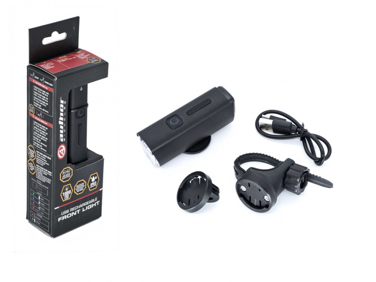 Světlo přední AUTHOR SOLARIS BiLED 1000 lm, USB dobíjecí, Alloy, černé