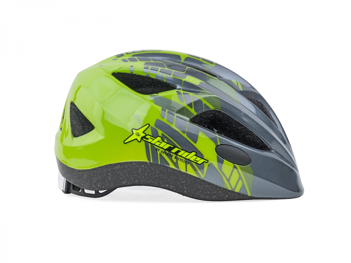 Přilba dětská Author STAR RIDER Inmold, vel. 51-55 cm šedá/zelená-neonová -AKCE!