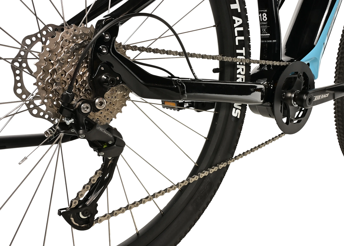 Dámské horské elektrokolo 29" Leader Fox SWAN 2025 20Ah, M300, černá/modrá vel.18" 