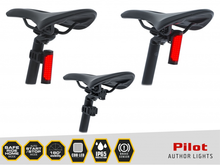 Světlo zadní AUTHOR Pilot Brake, CobLed, 120 lm, USB dobíjecí