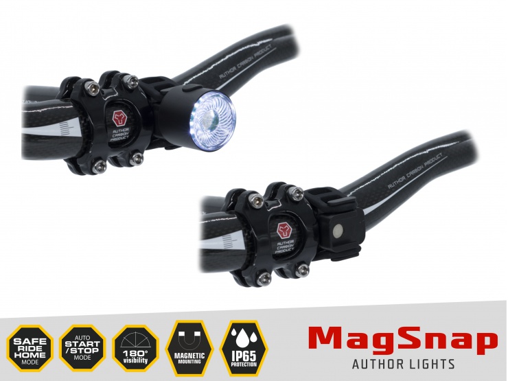 Světlo přední AUTHOR MagSnap, 150 lm, Alloy, USB dobíjecí