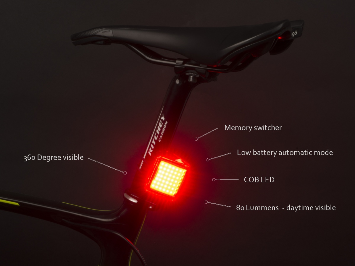 Světlo zadní Author V-Block360 USB CobLed 80 lm (černá/červené-sklo)