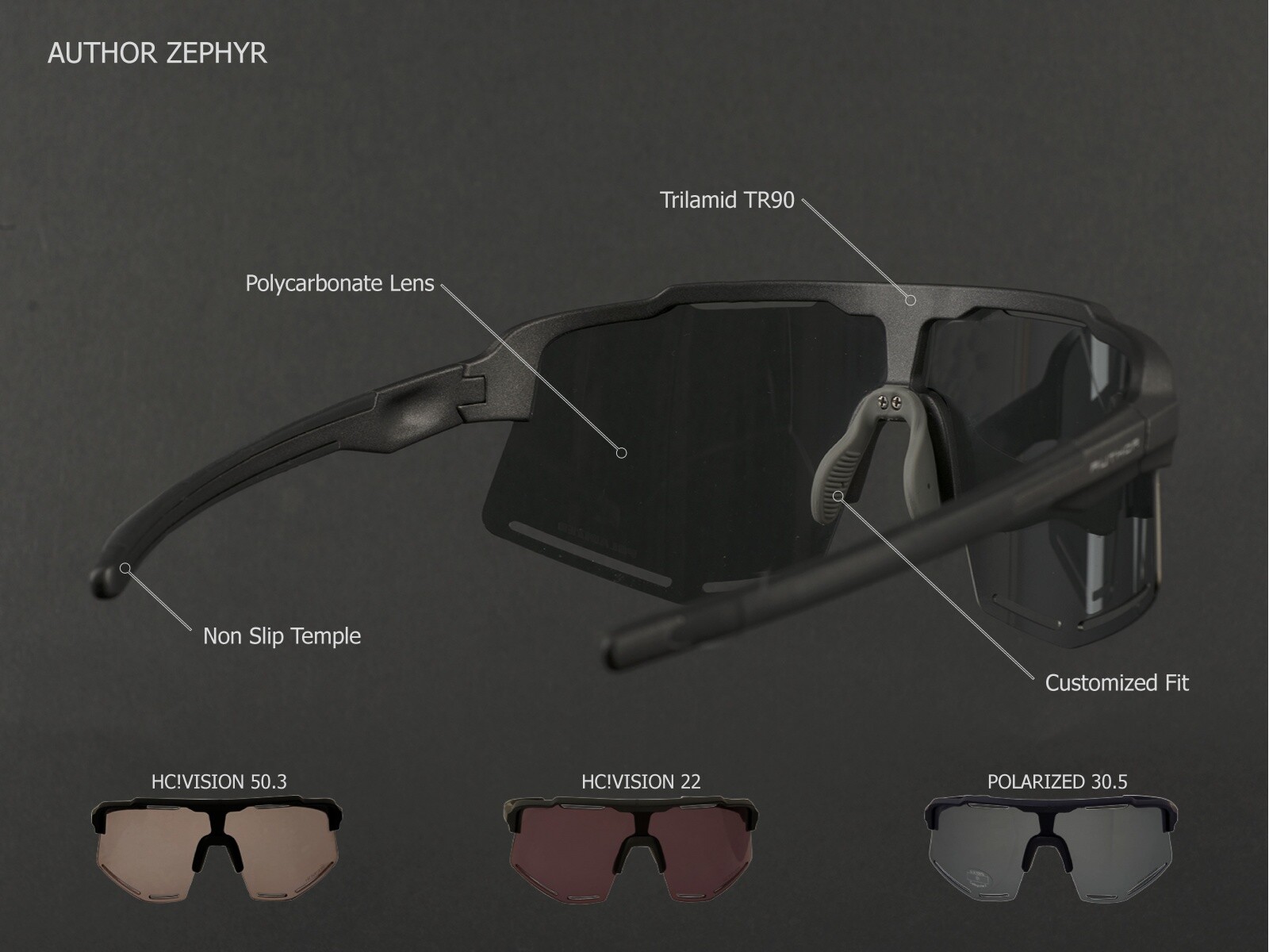 Brýle Author Zephyr Polarized 30.5 šedá-matná