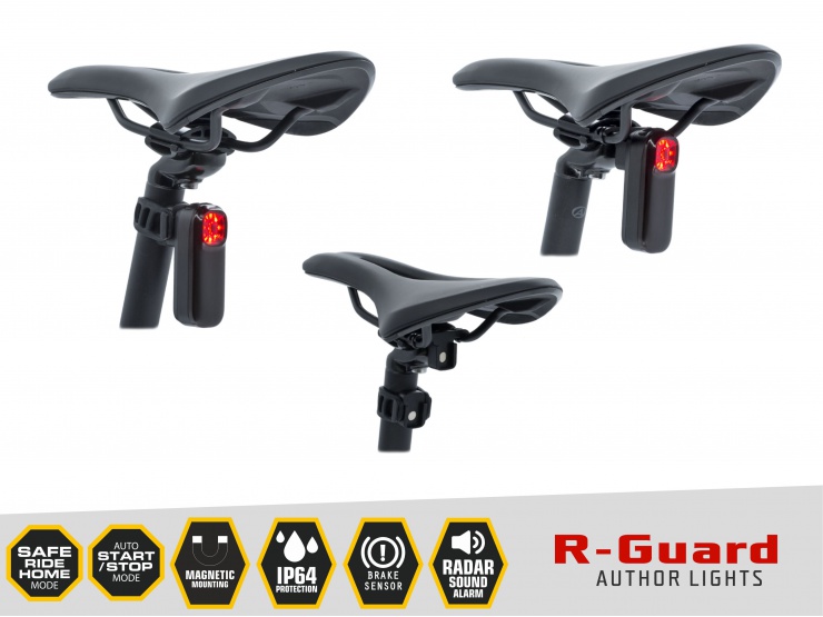 Světlo zadní AUTHOR R-Guard, Alloy, USB dobíjecí, 90 lm