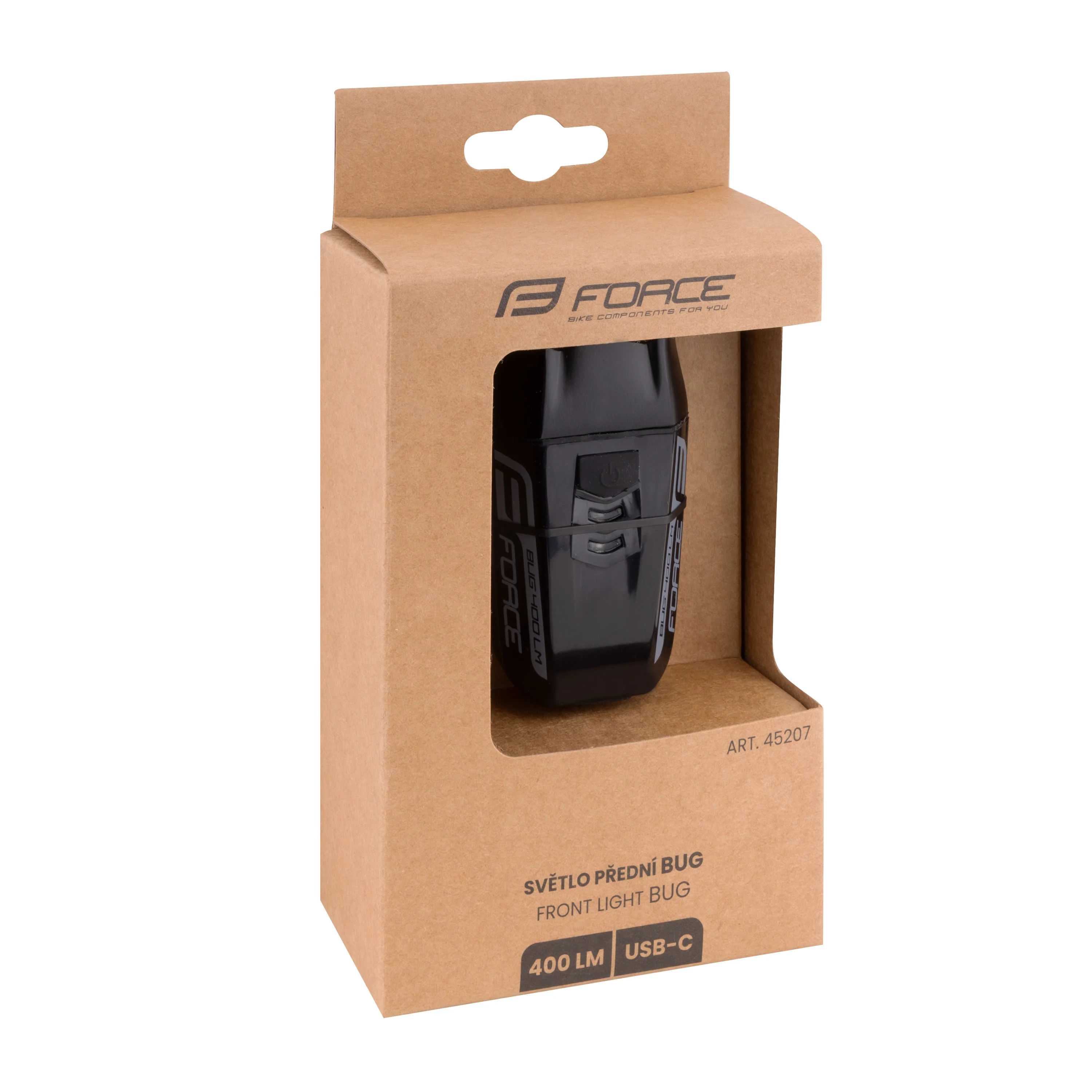 Světlo přední FORCE BUG 400LM USB, černé