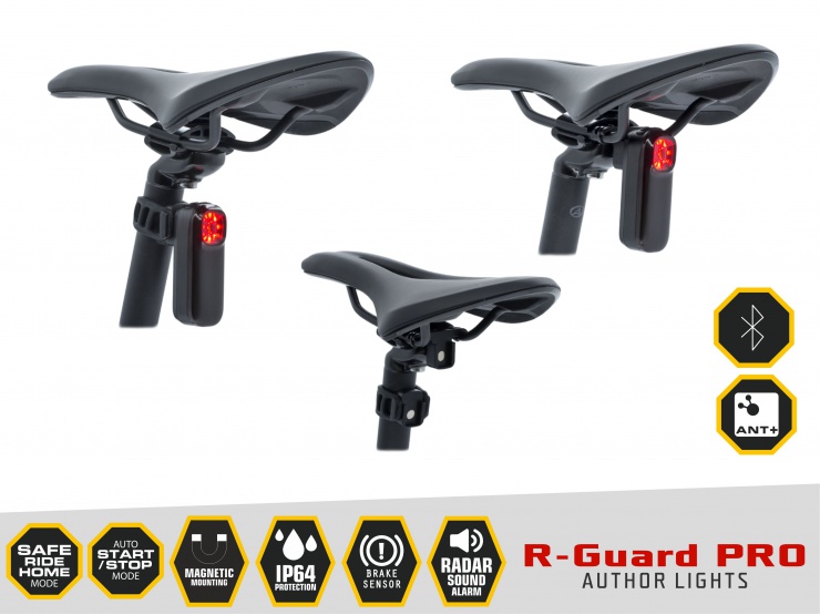 Světlo zadní AUTHOR R-Guard PRO Alloy, USB dobíjecí, 90 lm, RADAR