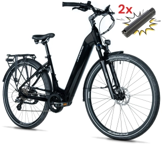 Cestovní elektrokolo 28" Leader Fox SAGA 2026 černá vel.18" + 2.baterie ZDARMA!